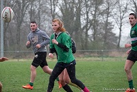 Séance d'entrainement de rugby mixte. Préparation au championnat de France des lycée agricole.